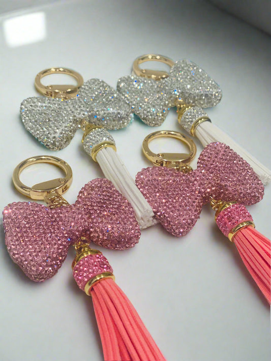 Rhinestone Bow Keychain