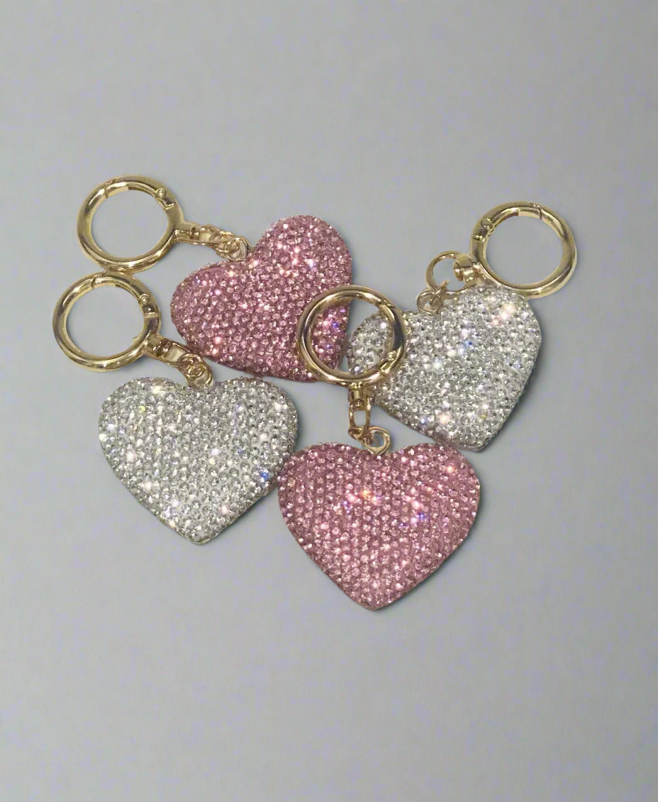 Rhinestone Heart Keychain