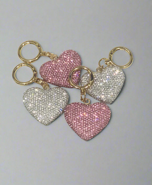 Rhinestone Heart Keychain